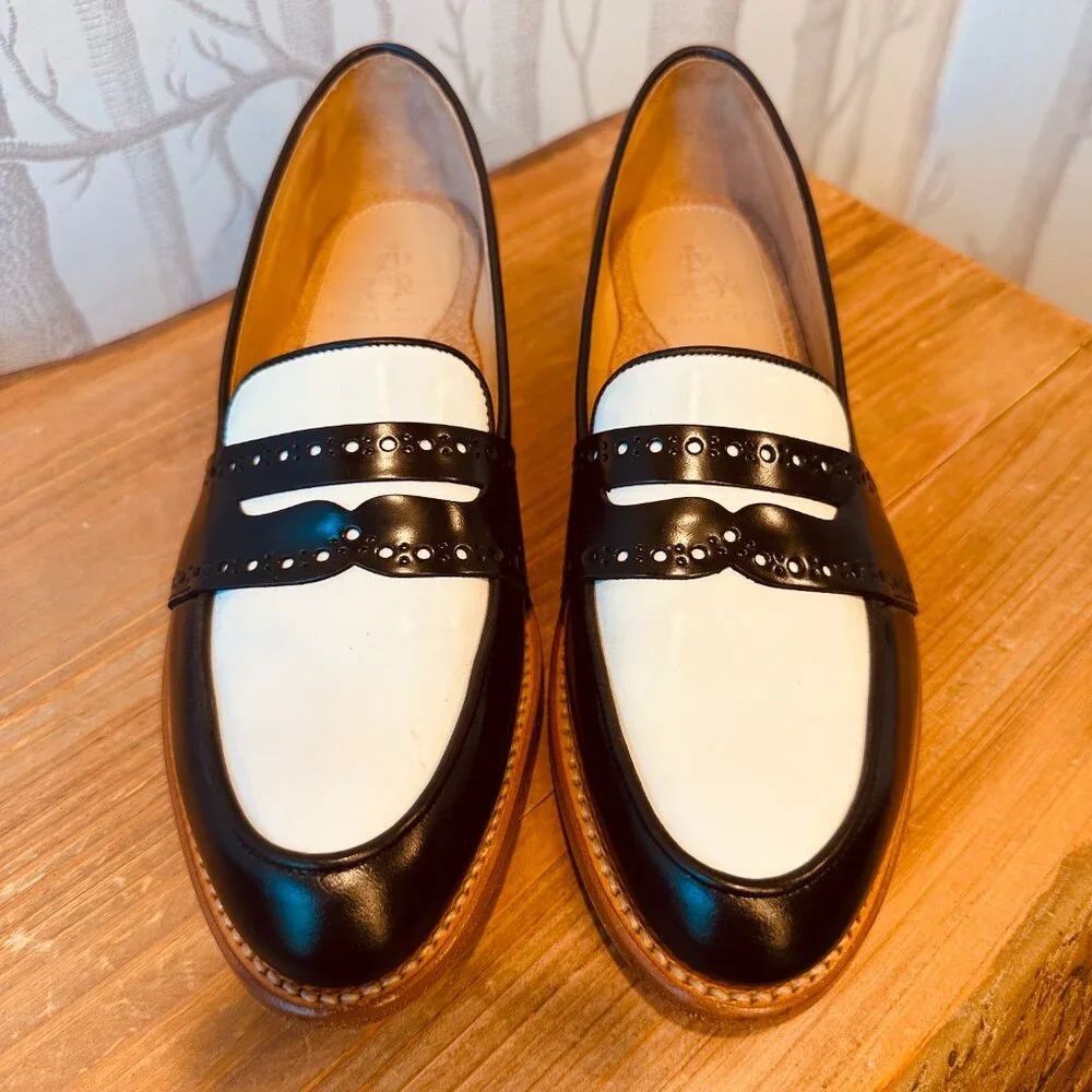 The Office of Angela Scott Ms Madison Black and White Penny Loafer- NIB  7.5 - Picture 2 of 5